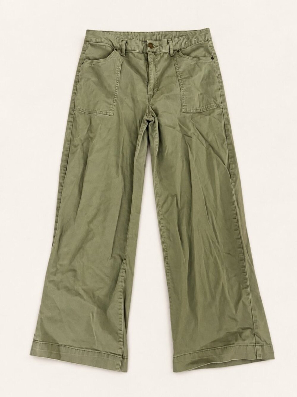 d.jeans Sage Green Wide Leg Utility Pants with Patch Pockets